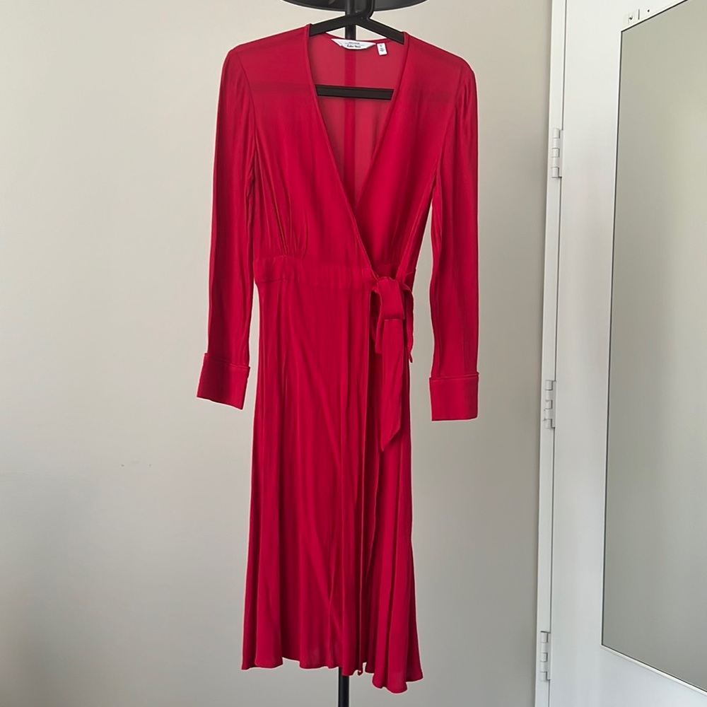 & Other Stories Red Midi Cocktail Dress (size 2)
